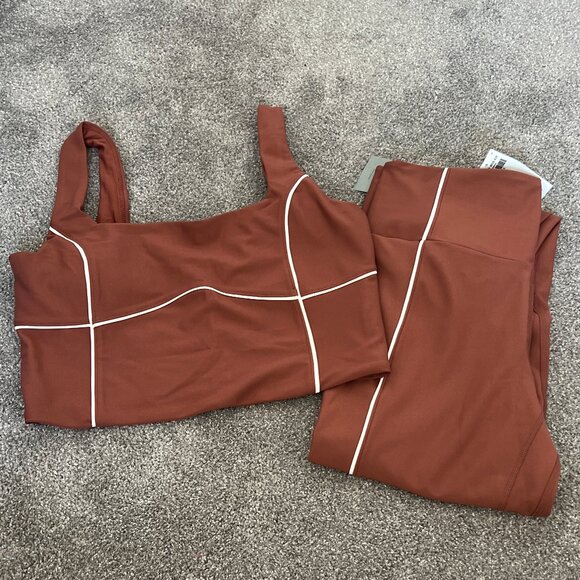 Abercrombie YPB Rust/Cream Stripe Set - Picture 1 of 3